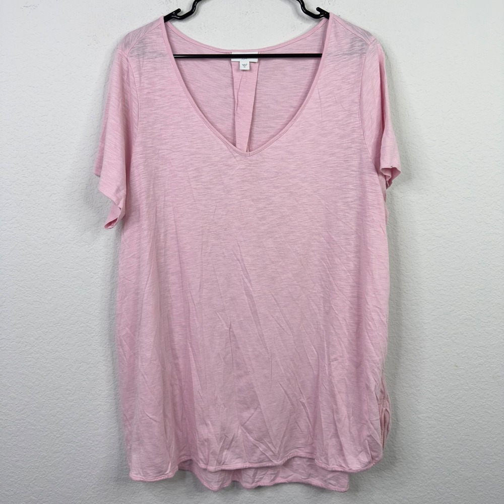J.Jill Shirt Womens XL Pink V Neck Relaxed Casual Minimalist Boho Romantic Tunic